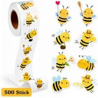 Ware aus aller Welt Sticker 500 Bienen Sticker 2,5 cm – Süße Aufkleber für Kinder, (500-tlg)