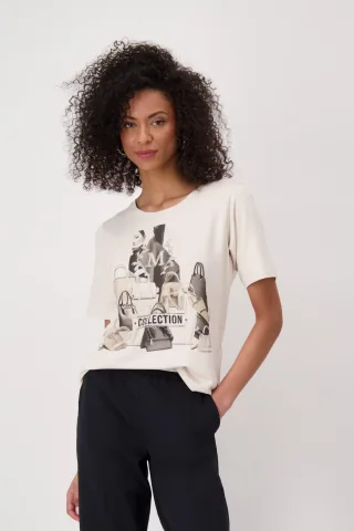 monari - T-Shirt mit Taschenprint seashell - Gr. - 38