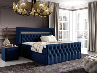 Boxspringbett Schlafzimmerbett ERNESTO Nr.2 140x200cm in Elisa Velvet Blau