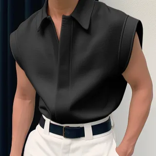 INCERUN Men Shirts Solid Color Sleeveless Shirt Casual Daily Lapel Streetwear Shirt Mens Clothing Summer Male Shirts