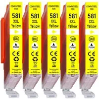Druckerparadies 5er Sparpack Gelb für Canon 581 XXL Druckerpatronen Tintenpatrone (5-tlg., TS6150 TS6151 TS6240 TS6241 TS6250 TS6251 TS6350 TS6351 TS705)