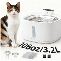 Fine Life Pro Trinkbrunnen für Katze und Hund - SUS304 Edelstahl Kabellos mit Sensor, Stumm 3.2 l, Wiederaufladbar, inklusive 3 Ersatzdüsen und 1 Filterkartusche.