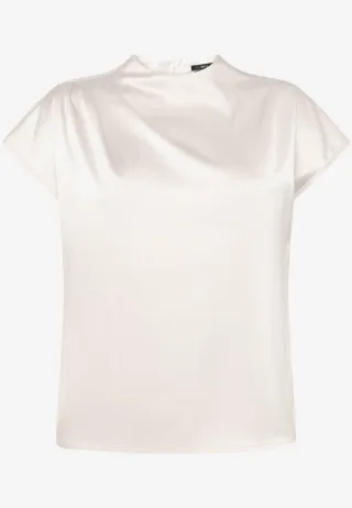 zero - Glänzende Bluse mit Wasserfallausschnitt weiß - Gr. - 36