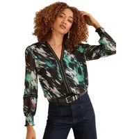 Love & Roses Druckbluse Love & Roses Bluse mit Kerbausschnitt, Regular (1-tlg)