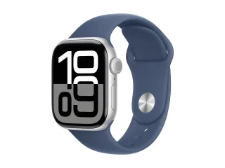Apple Watch Series 10 (GPS + Cellular) 42mm Aluminium silber mit Sportarmband S/M Denim | mwx33qf/a |