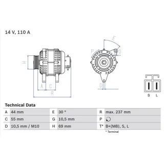 Bosch Lichtmaschine 110A Hyundai H-1 Kia Sorento 2,5 0986080640