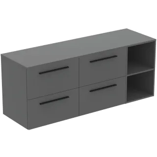 Ideal Standard Möbel-Set 160cm i.life B 4 Auszüge 2 off.Fächer Gr.Schwarz Quarzgrau matt, T5839NG T5839NG