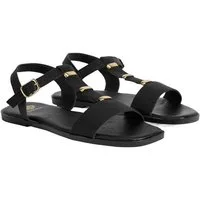 Desa Damen-Ledersandalen – Flacher Absatz, Schnallenverschluss Slipper