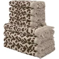 OTTO home Handtuch Set Tiffani, Leopardenmuster, Premium Handtücher 8-tlg, 500 gr/m², Frottier (Set, 8-St), 4 Duschtücher, 4 Handtücher, Animal Print, Leo, modern, mit Fransen