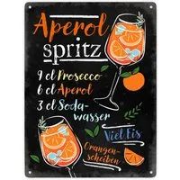 speecheese Metallschild Cocktail-Rezept Aperol Spritz Metallschild XXL in 28x38 cm