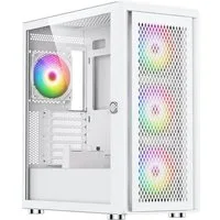 Silentware PC-Gehäuse Air 100 White, Midi Tower, Mesh-Front, Seitenfenster, 4X 120mm RGB Lüfter, ATX, Weiß