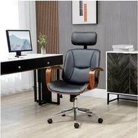 Vinsetto Bürostuhl mit Hoher Rückenlehne, Abnehmbarer Kopfstütze (Höhenverstellbarer Drehstuhl, 1 St), mit Wippfunktion aus Kunstleder für Home-Office Schwarz