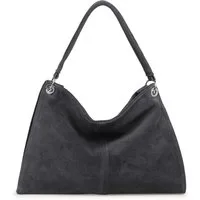 Caspar Schultertasche Damen Veloursleder Handtasche Klassisch - PREMIUM LINE - Modell No.838, 100% italienisches Leder, samtig weich, angenehmer Tragekomfort