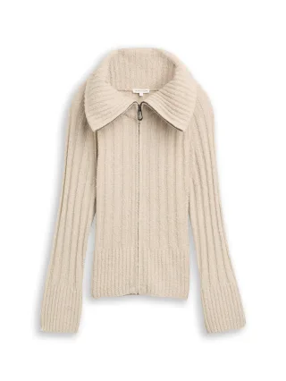 Tom Tailor - Cardigan mit Troyer-Kragen sand stone beige melange - Gr. - XXL