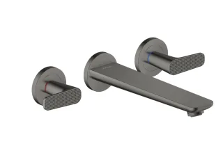 Hansgrohe 3-Loch Fertigset Wannemisch.Wand Unterputz Axor Citterio C Cubic cut polished black chrom 49483330