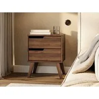 Beautysofa Nachttisch NOREL modernes Design mit zwei Schubladen (erhältlich in Braun Walnuss & Cashmere), Breite: 45 cm