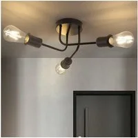Nettlife Deckenleuchte Vintage Schwarz 3/4 Flammig E27 Rustikaler Wonhzimmerlampe, LED wechselbar, Industrie Deckenlampe für Wohnzimmer Schlafzimmer Küche