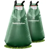 Veddelholzer Bewässerungssystem 2x75l Baumbewässerungssack Reißverschluss kombinierbar Diebstahlschutz, (Miteinander Kombinierbar durch Reißverschluss, 2 mal 75 Liter), Robust und wetterbeständig für Bäume, Jungbäume und Sträucher.