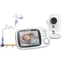 Boifun Babyphone Babyphone mit Kamera 3,2 Zoll Video babyphone Babyphone Nachtsicht, 2.4 GHz Babyfon Kamera Baby Kamera Video Baby Monitor mit Halterung VOX-Modus, 1-tlg., Gegensprechfunktion 8 Schlafliede HD LCD-Bildschirm, Fütterungserinnerung,Temp