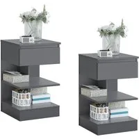 SoBuy Nachttisch FBT49, Nachttisch schmal, Nachtschrank Aufbewahrungsschrank, (2-St), Beistelltisch mit Schublade, Nachtschrank, offene Ablage