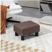 HOMCOM Fußhocker Sitzhocker Hocker mit Leinenoptik Moderner für Schlafzimmer (Bank Sitzbank, 1 St., Rückenfreier Hocke), Braun 40 x 30 x 24 cm