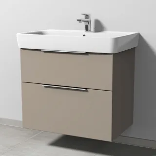Sanipa 3way Waschtischunterbau zu Geberit Renova Plan Waschtisch mit 2 Auszügen, Sandgrau-Matt UF87867