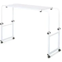 ELONEO Wangentisch Über-Betttisch auf Rollen (Breite 119-190 cm & Höhe 78-120 cm, Vielseitig einsetzbar in Haus & Büro), höhenverstellbar, breitenverstellbar