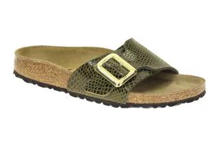 Birkenstock Damen Pantoletten 1030320 Catalina Cushion Buckle Gr?n Snake Sage