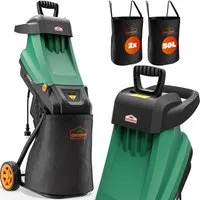 Gardebruk Messerhäcksler, 2400 W max 45 mm Aststärke Elektrisch 2x 50 L Beutel Gartenhäcksler