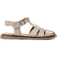 Celal Gültekin Fischerriemen Knöchelriemen Schnalle Boho Vintage Damen Riemchensandale Veloursleder, Echtleder-Futter & Decksohle, Beige, 39
