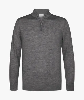 Profuomo - Grauer Merino Half-zip grau - Gr. - XXL