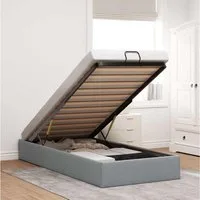 vidaXL Bett, Ottoman-Bett ohne Matratze Hellgrau 80x200 cm Stoff