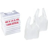 Lauroo Tragetasche Hemdchentragetaschen Weiß 28x14x48 cm - 1000 Stück (1000-tlg)