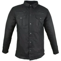 Alpha Speeds Motorradjacke Flanell-Holzfäller Motorrad KEV ARAMID Lumber Biker Hemd SLIM Schwarz (Wasserdicht & Winddicht & Atmungsaktiv + Belüftungstaschen / Motorradhemd) All Season, wasserdichte Reißverschlüsse, mit Protektoren