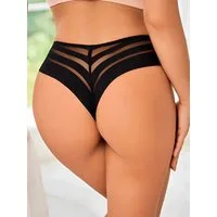 Elegant Love Tangaslip Kontrast-Mesh-Panty, Intimates-Höschen, Brasilien Slips (1-St) Lingerie für Damen, sexy halbtransparente Unterhosen