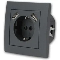 McPower FLAIR Schutzkontakt-Steckdose mit 2x USB, mRahmen USB-Kabel