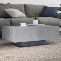 vidaXL Couchtisch, Couchtisch mit LED-Leuchten Betongrau 85x55x31 cm