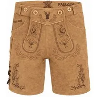 PAULGOS Trachtenhose Herren Lederhose Kurz mit Trägern 100% Echtleder - HK3