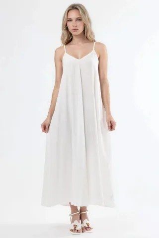 V-Ausschnitt Midi-Überwurfkleid