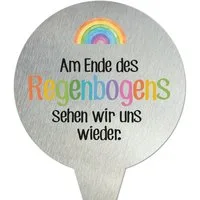 younikat Dekofigur Grabstecker aus Edelstahl I Grabschmuck Rund 16 cm Deko I you0075