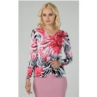 Passioni 2-in-1-Strickjacke Twinset mit Ajourstrick und modernem Print (Jacke und Kurzarmpullover)