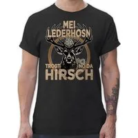 Shirtracer T-Shirt Trachten Outfit Lederhose Spruch Trägt der Hirsch Mode für Oktoberfest Herren