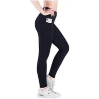 VS Variosports Yogaleggings Damen Yoga Leggings lang, 100% blickdicht, hoher Bund & Handytasche Damen Leggings blickdicht, Recycling Stoff, hoher Bund,4-Wege Stretch