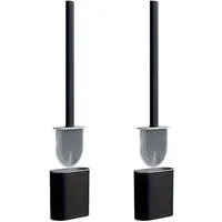 HAC24 WC-Garnitur Silikon Toilettenbürste Flach WC-Bürste Klobürste Bürstengarnitur, (2-tlg), mit Halter, Wandmontage