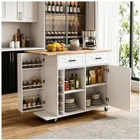 oyajia Küchenwagen mit erweiterbare Arbeitsplatte, Rollen und Handtuchhalter, (Servierwagen mit ausziehbarem Ablagefach Kücheninsel Küchenschrank, 1 St., 129 x 40/ 70 x 90.5 cm), Sideboard freistehend