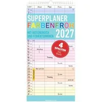 Wandkalender Superplaner Farbenfroh - 4 Spalten 2027