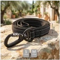 belviona Führleine, gummierte Hundeleine mit Sicherheitskarabiner 1,20 m, schwarz, Nylon (1-tlg), mit Handschlaufe, rutschfest, reflektierend & stabil