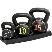 MC Star Kettlebell Set, 3 Kugelhanteln 2,2kg/4,5kg/6,8kg, Kunststoffhülle, Schwarz