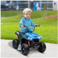 AIYAPLAY Elektro-Kinderquad 12V, mit 4-Rad-Federung, MP3-Musikplayer, Scheinwerfer, Belastbarkeit 30 kg, (1-tlg), für 3-5 Jahre Kinder, 5 km,h, Metall, Blau