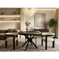 WFL GROUP Esstisch Ross ausziehbar rund industrial mit schwarzen Metallbeinen (MADE IN EU, erhältlich in 3 Größen – 90/100/120 cm ausziehbar auf 170/180/200 cm), platzsparender Tisch in Holzoptik für Küche, Esszimmer oder Wohnzimmer